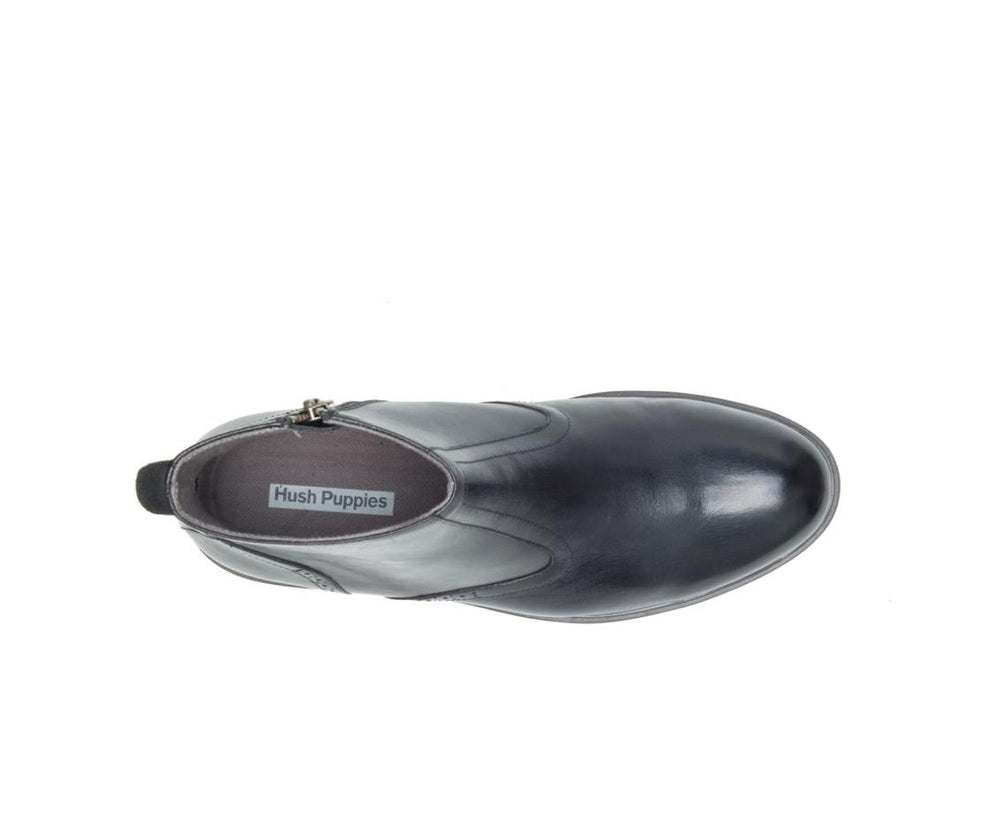 Men Boots | Hush Puppies Shepsky Zip Boot Black Leather