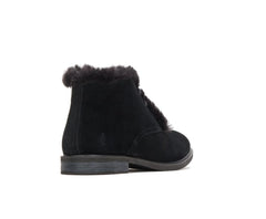 Women Boots | Hush Puppies Bailey Fur Chukka Black Suede