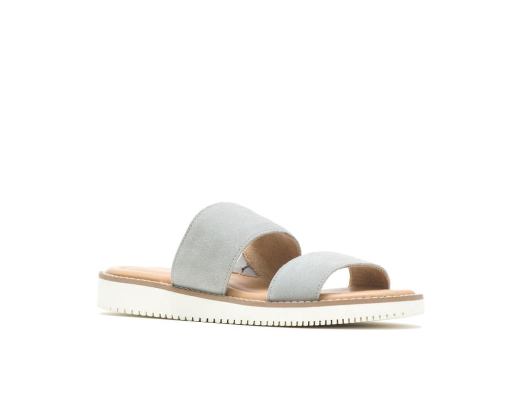 Women Sandals | Hush Puppies Briard 2 Band Slide Light Grey Suede
