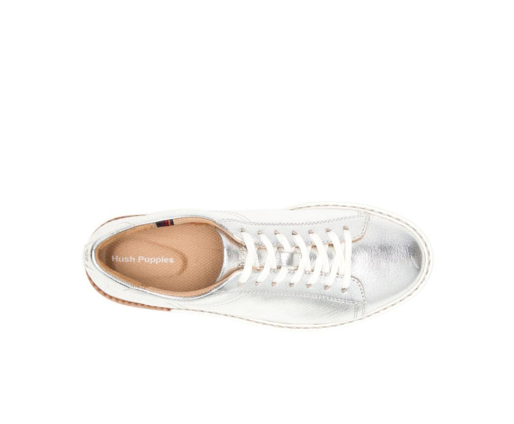 Women Sneakers | Hush Puppies Sabine Sneaker Silver Metallic Leather