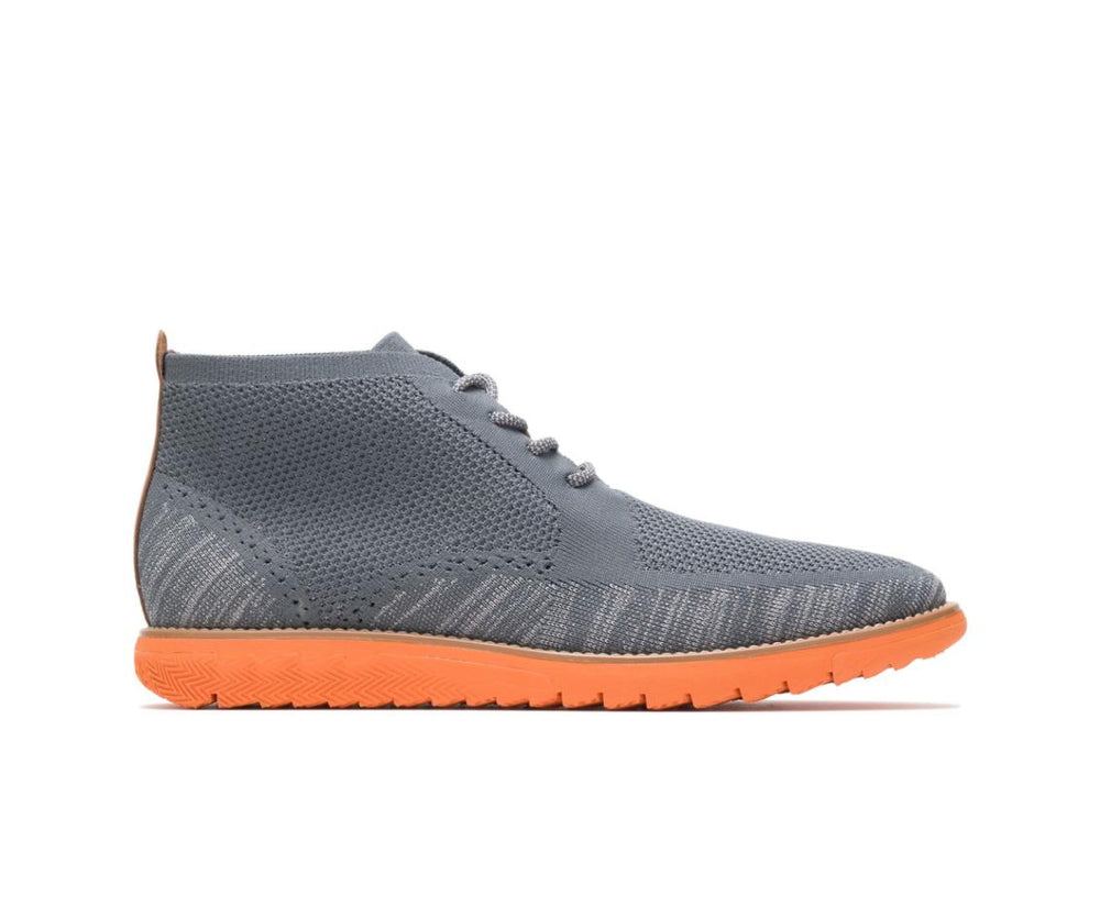 Men Boots | Hush Puppies Expert Chukka Knit Dark Grey Multi Knit - Orange Outsole