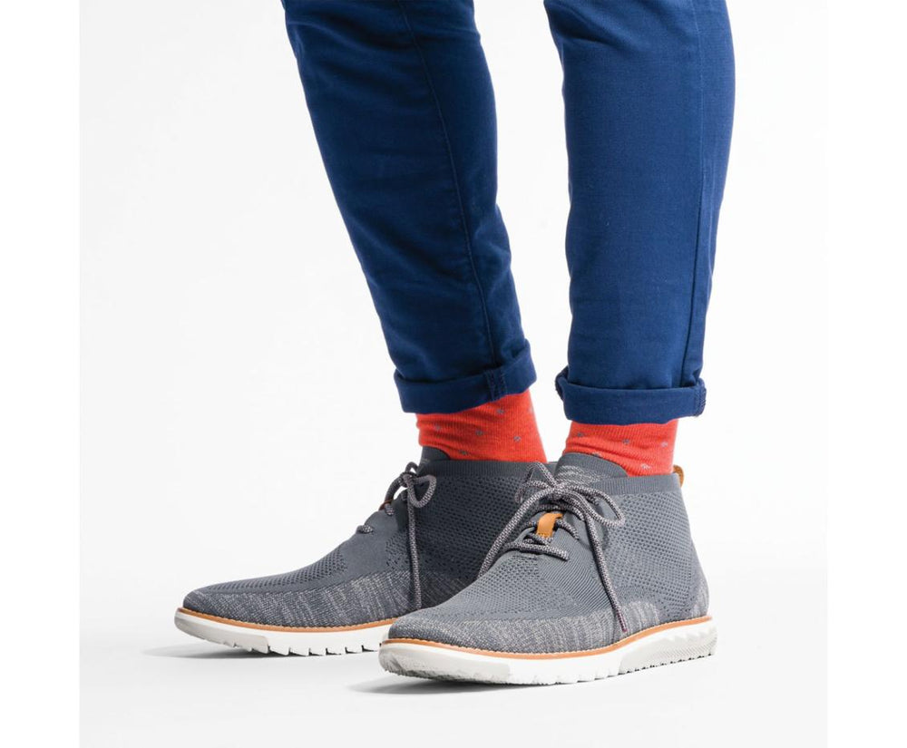 Men Boots | Hush Puppies Expert Chukka Knit Dark Grey Multi Knit - Orange Outsole