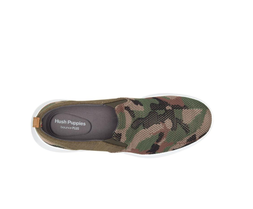 Men Sneakers | Hush Puppies Cooper Slip-On Olive Camo Knit