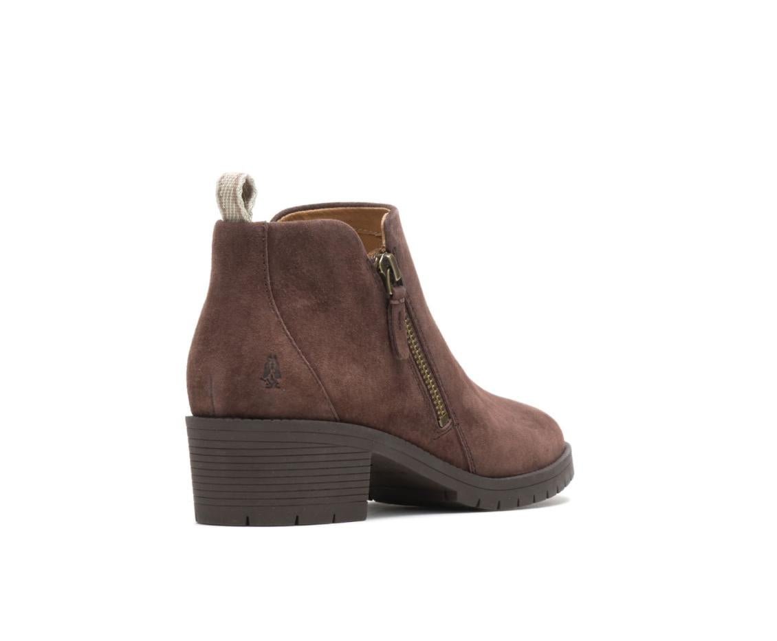 Women Boots | Hush Puppies Hadley Side Zip Boot Dark Brown Suede