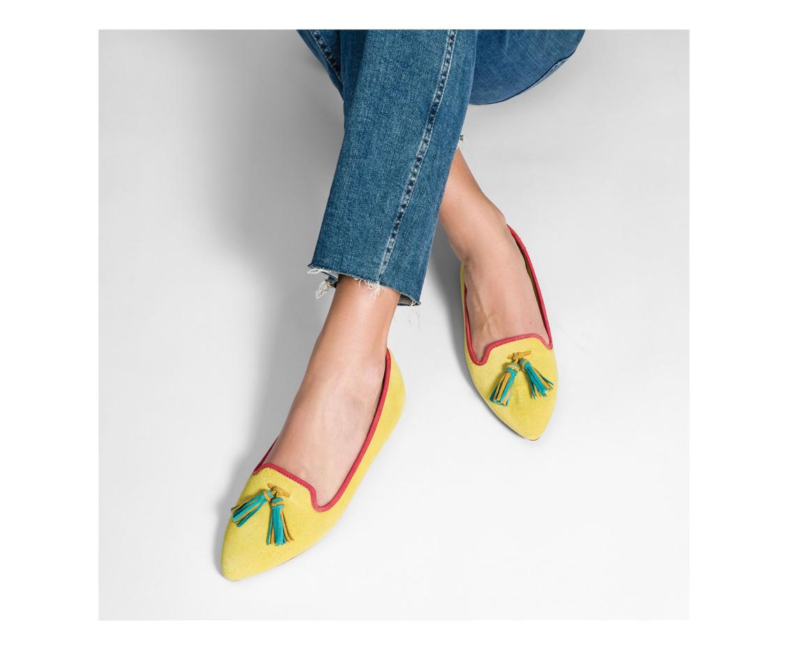 Women Flats &amp; Slip-Ons | Hush Puppies Sadie Tassel Slip-On Sun Yellow Suede