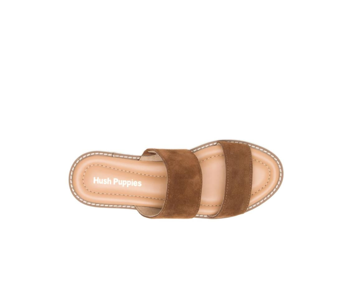 Women Sandals | Hush Puppies Briard 2 Band Slide Tan Suede