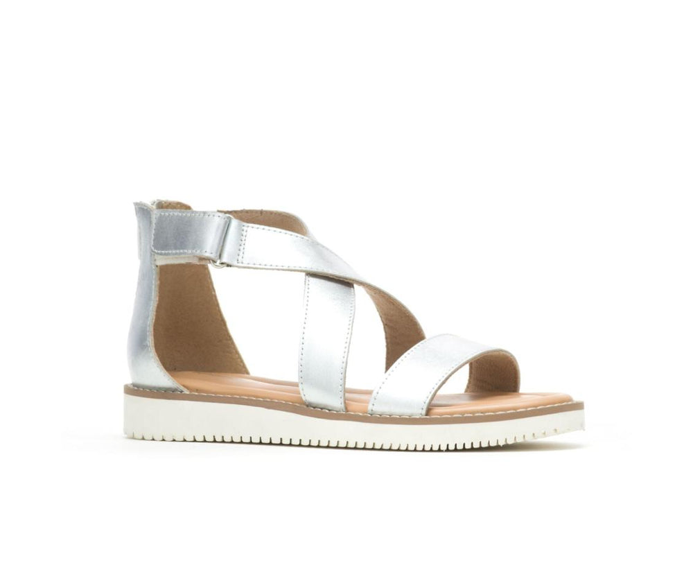 Women Sandals | Hush Puppies Briard X Back Zip Silver Metallic Leather