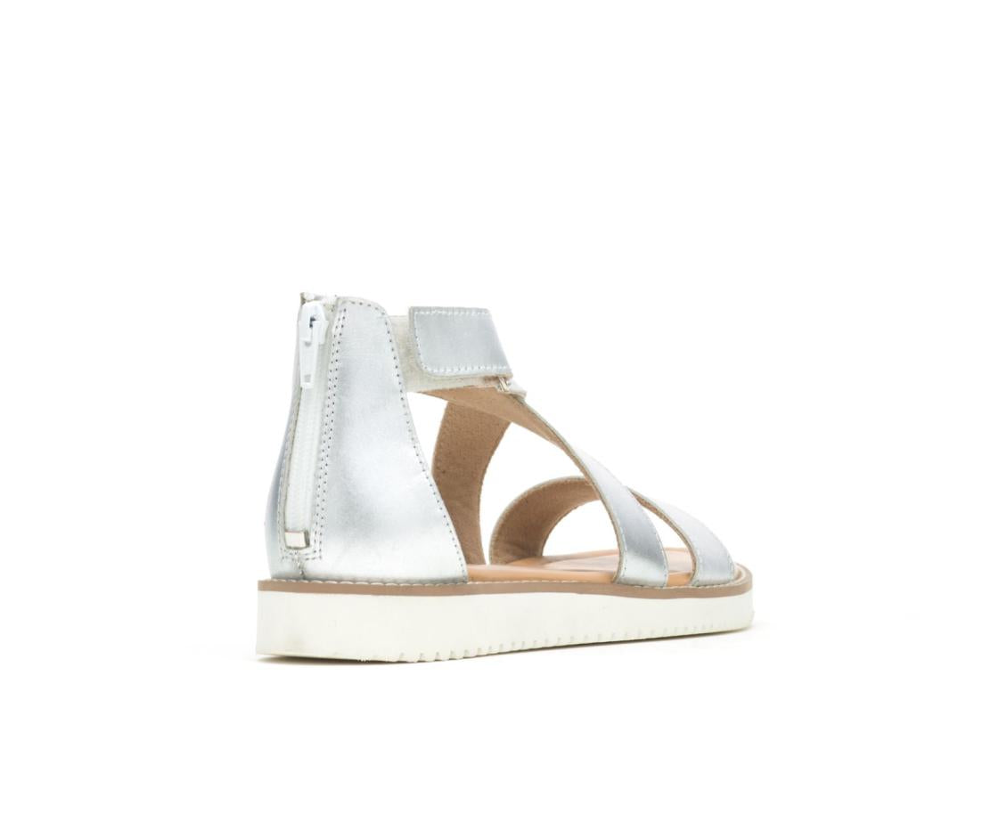 Women Sandals | Hush Puppies Briard X Back Zip Silver Metallic Leather
