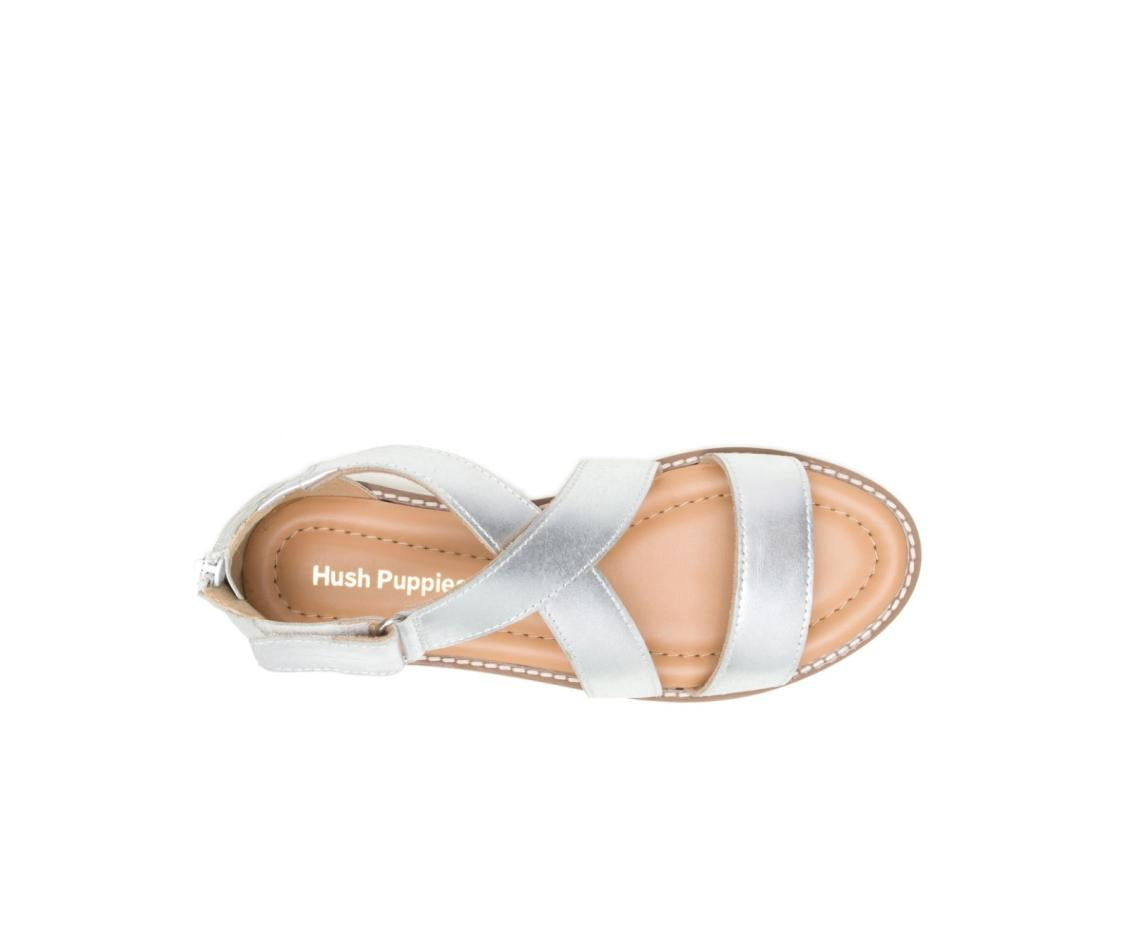 Women Sandals | Hush Puppies Briard X Back Zip Silver Metallic Leather