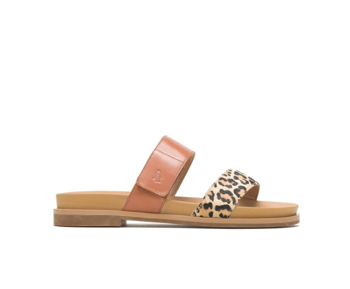 Women Sandals | Hush Puppies Lilly 2 Band Slide Amber Brownleopard Leather