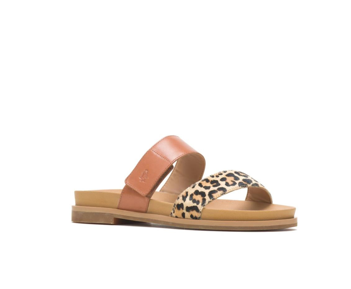 Women Sandals | Hush Puppies Lilly 2 Band Slide Amber Brownleopard Leather