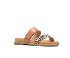 Women Sandals | Hush Puppies Lilly 2 Band Slide Amber Brownleopard Leather