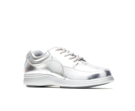 Women Walking Shoes | Hush Puppies Power Walker Silver Metallic Leather