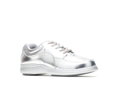 Women Walking Shoes | Hush Puppies Power Walker Silver Metallic Leather